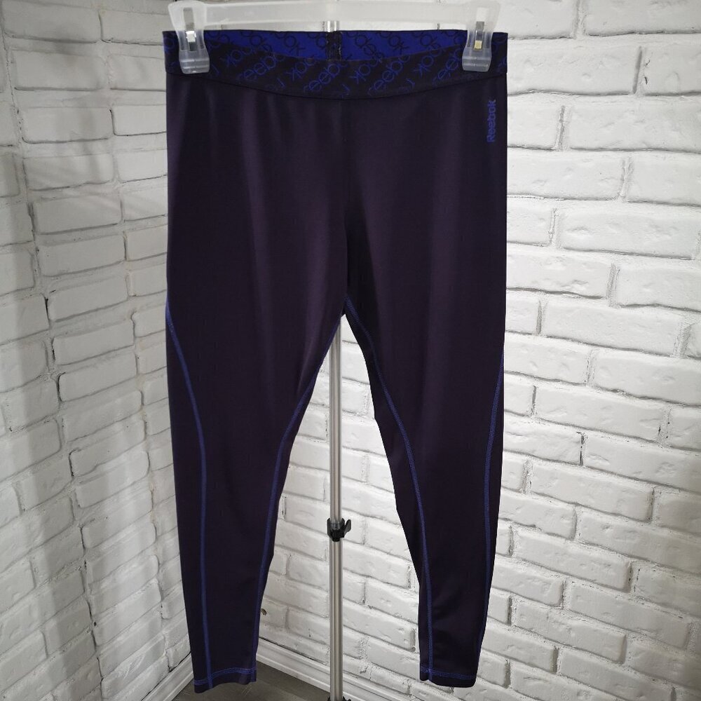 Reebok Play Dry Elastic Waist Ladies Size Medium Purple Ankle Length Leggings